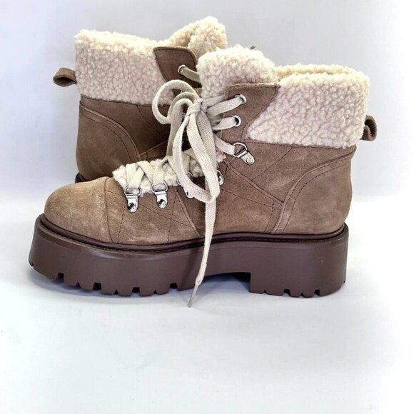 Steve Madden Reyen Platform Boot Women's Size 7.5 in Oatmeal Suede Chunky Sole - Picture 10 of 16
